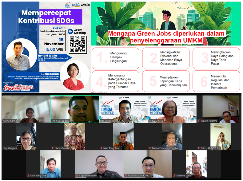 PROGRAM KERJASAMA APINDO x CCEP (COCA COLA EUROPACIFIC PARTNERS), Meningkatkan Kesadaran UMKM dan Mahasiswa untuk Beralih ke Pekerjaan Ramah Lingkungan (Green MSMEs & Green Jobs) di Indonesia