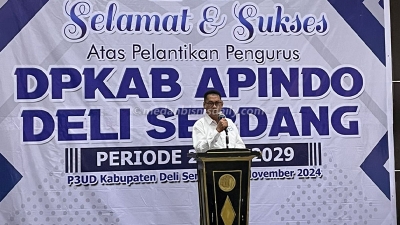 Indra Siregar Dilantik Jadi Ketua Apindo Deli Serdang